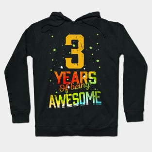 3th Anniversary Gift Vintage Retro 03 Years Of Being Awesome Gifts Funny 3 Years Birthday Girl Boys Kids Hoodie